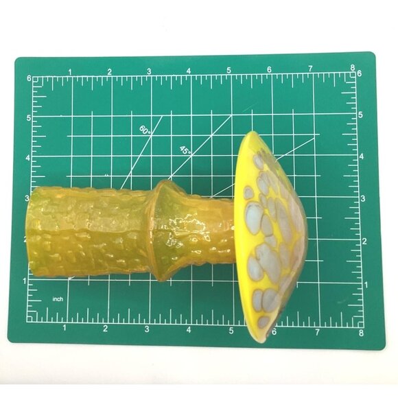 Bo Borgstrom Åseda Ebeling Reuss Blown Glass Mushroom-6.5 in Canary-Sweden-NOS - Picture 5 of 8